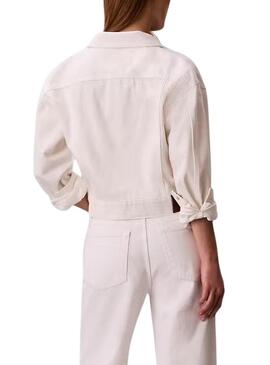 Jaqueta jeans Calvin Klein Jeans dos anos 90 branca para mulher.