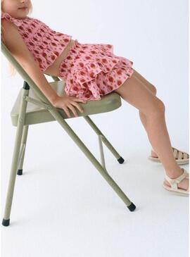 Saia-calça Mayoral rosa com babados para menina.