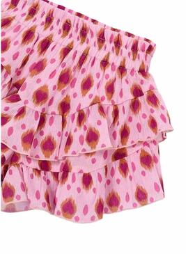 Saia-calça Mayoral rosa com babados para menina.