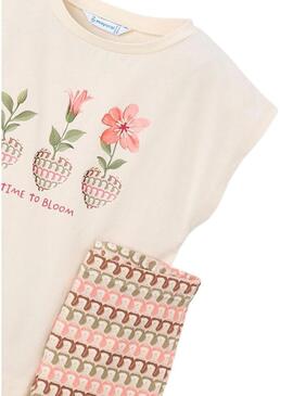 Conjunto de flores laranja com estampa para menina.