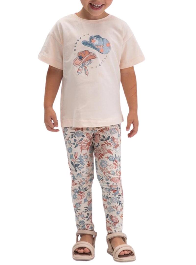 Conjunto Mayoral rosa com desenho de gorros para menina.