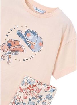 Conjunto Mayoral rosa com desenho de gorros para menina.