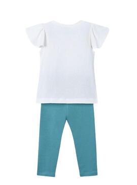 Conjunto Mayor menta com flores em relevo para menina.