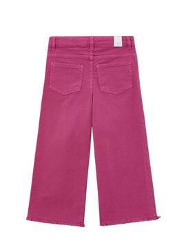 Calça Mayoral rosa fúcsia com bainha desfiada para menina.