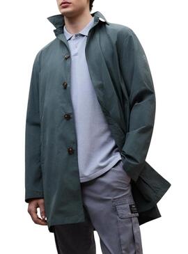 Gabardina Ecoalf Packable Vestal verde para hombreTradução em português: Trench coat Ecoalf Packable Vestal verde para homem