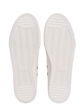 Tênis Tommy Jeans Archive de lona branco para homens.