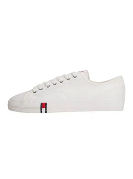Tênis Tommy Jeans Archive de lona branco para homens.