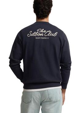 Moletom Silbon Club Saint Tropez azul marinho para homem.