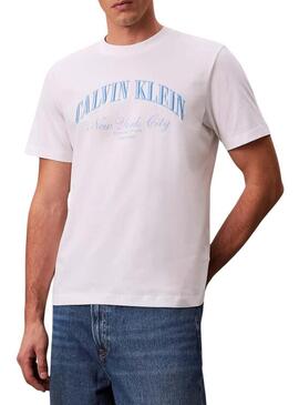 Camiseta Calvin Klein Jeans March branco para homem.