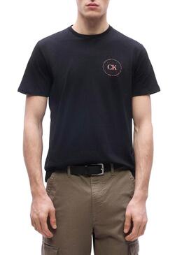 Camiseta Calvin Klein Jeans Circular logo preto para homem.