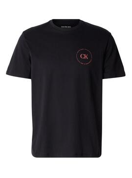 Camiseta Calvin Klein Jeans Circular logo preto para homem.