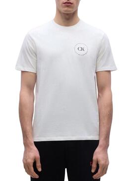 Camiseta Calvin Klein Jeans Circular logo branco para homem.