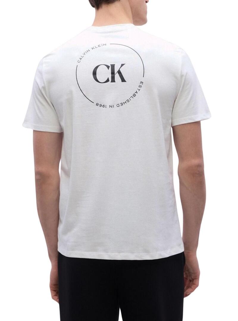 Camiseta Calvin Klein Jeans Circular logo branco para homem.