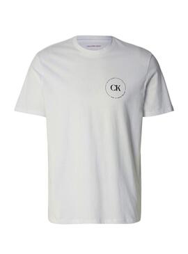 Camiseta Calvin Klein Jeans Circular logo branco para homem.