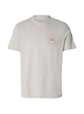 Camiseta Calvin Klein Jeans Circular logo bege para homem.