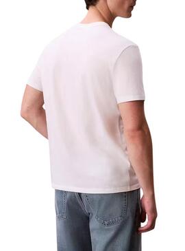 Camisa Calvin Klein Jeans Micro monologue branca para homens.