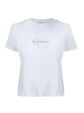 Camiseta Calvin Klein Jeans Monologo branca para mulher.