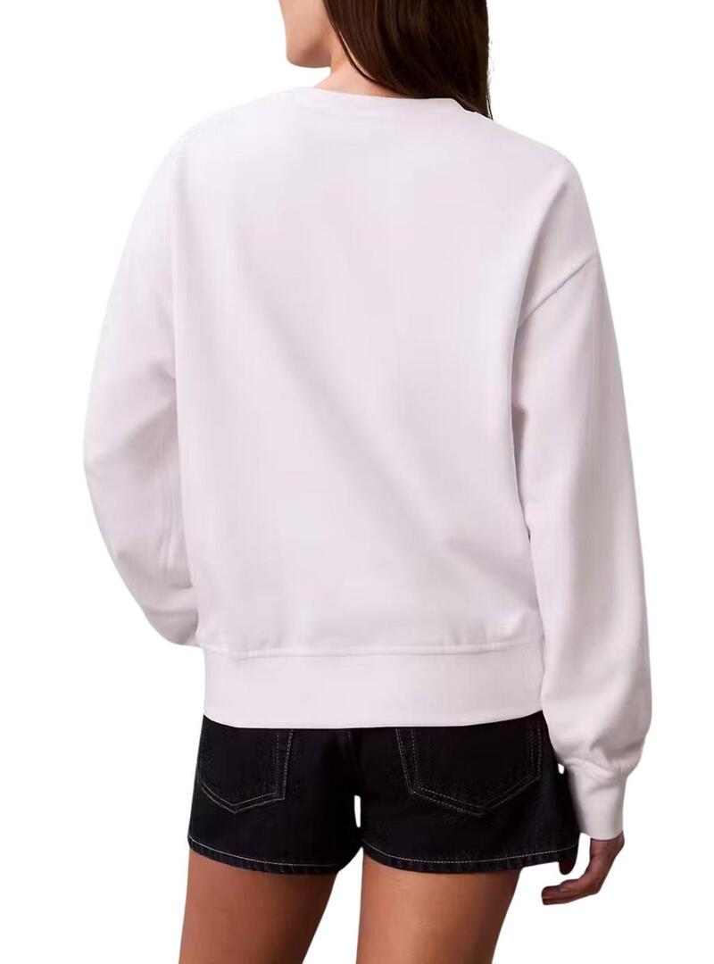 Moletom Calvin Klein Jeans Graphic Logo branco para mulher.