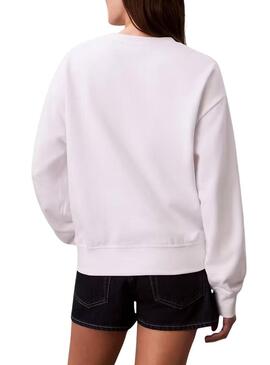 Moletom Calvin Klein Jeans Graphic Logo branco para mulher.