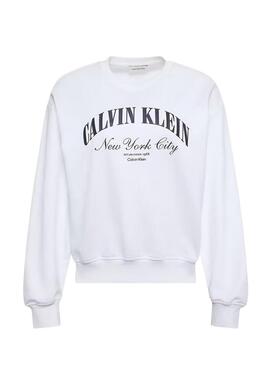 Moletom Calvin Klein Jeans Graphic Logo branco para mulher.