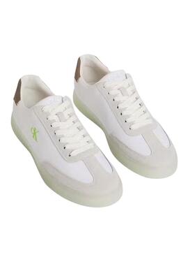 Sapatilhas Calvin Klein Jeans NY branco e neon para homem.