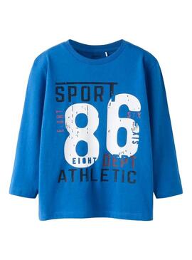 Camiseta Name It sport 86 azul para menino.