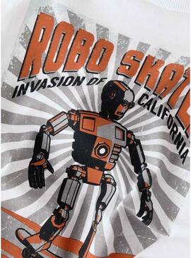 Camisa Name It robô skater branca para menino.