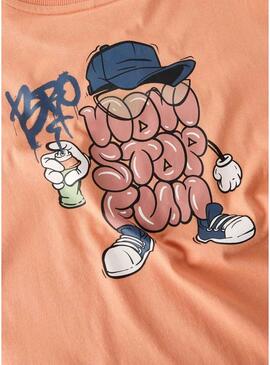 Camiseta Name It Player laranja para criança.