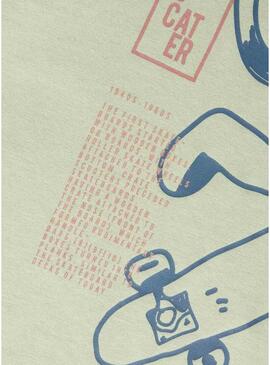 Camiseta Name It gato skate verde claro para menino