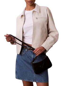 Bolsa Calvin Klein Jeans Mini Bold CK preta para mulher