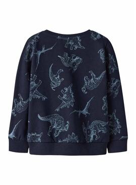 Moletom Name It dinossauros azul marinho para menino.