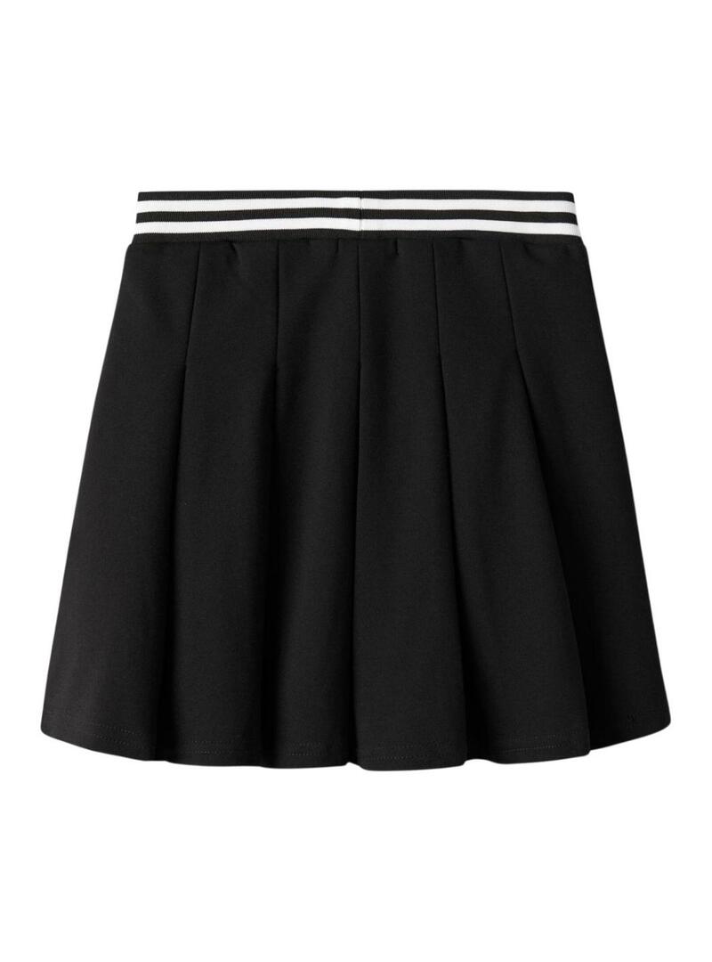 Saia Name It preta de voo com cintura elástica para menina.