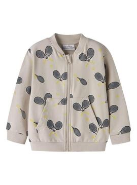 Jaqueta Name It raquetas de tênis cinza pedra para menino.