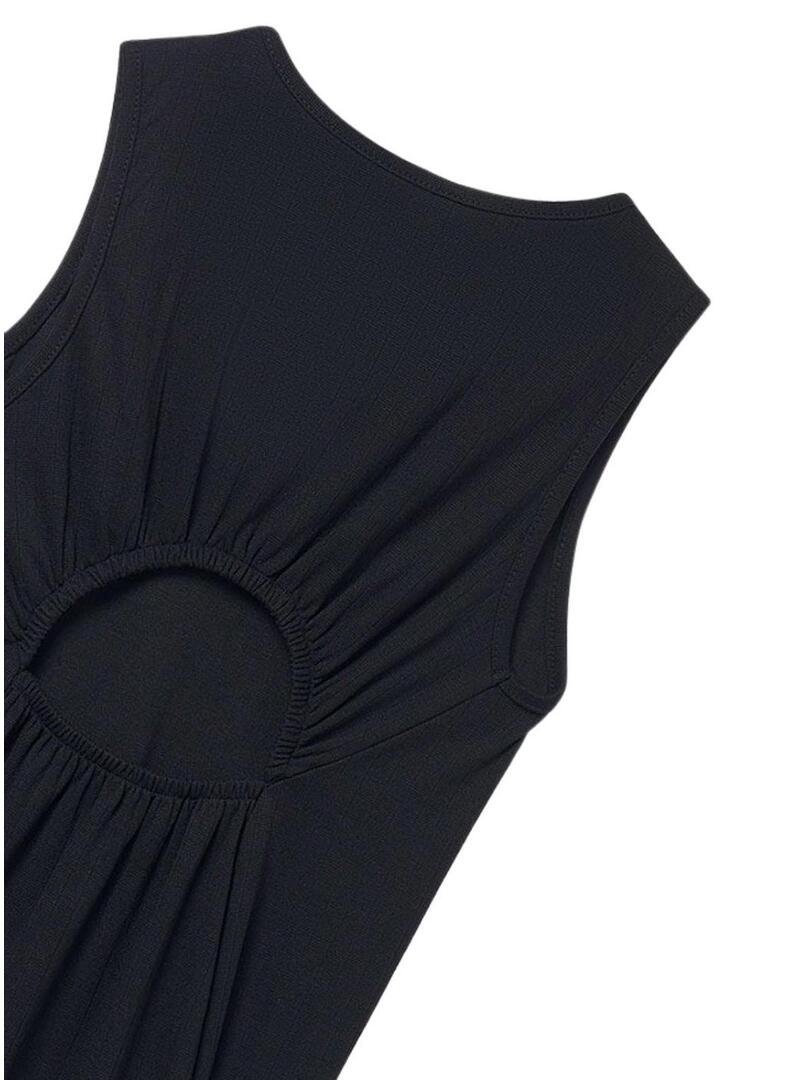 Vestido Mayoral preto com abertura para menina.