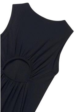 Vestido Mayoral preto com abertura para menina.