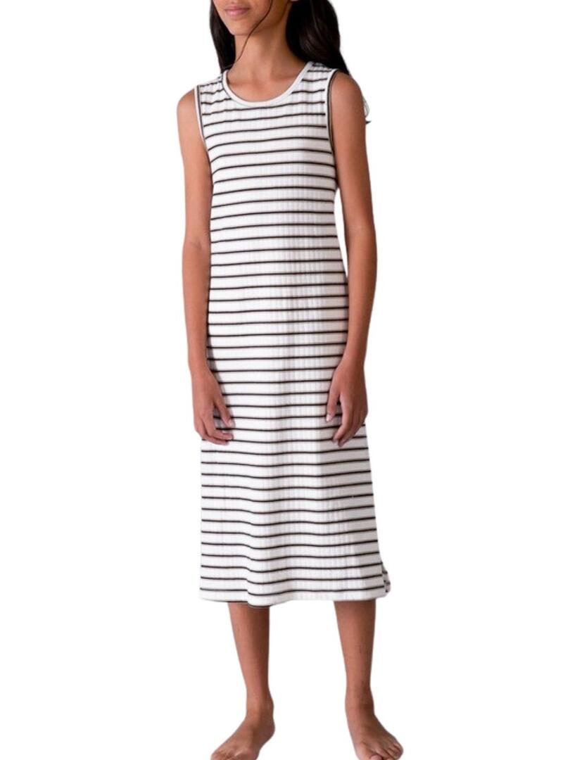 Vestido de riscas midi preto e branco.