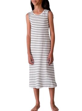 Vestido de riscas midi preto e branco.