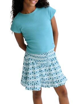 Saia estampada azul da Mayoral para menina.