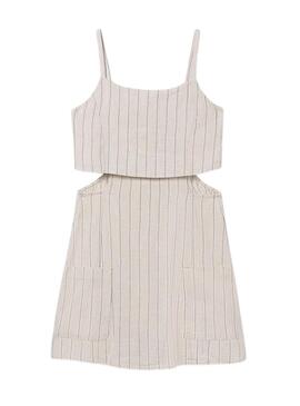 Macacão Mayoral às riscas bege para menina