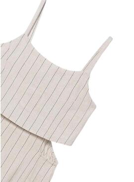 Macacão Mayoral às riscas bege para menina