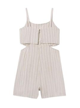 Macacão Mayoral às riscas bege para menina