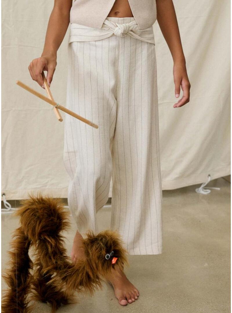 Calça listrada creme da Mayoral para menina.