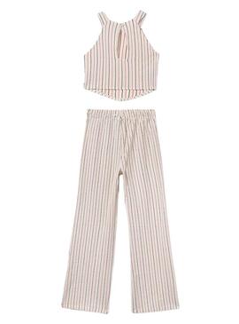 Conjunto Maioral listrado rosa para menina