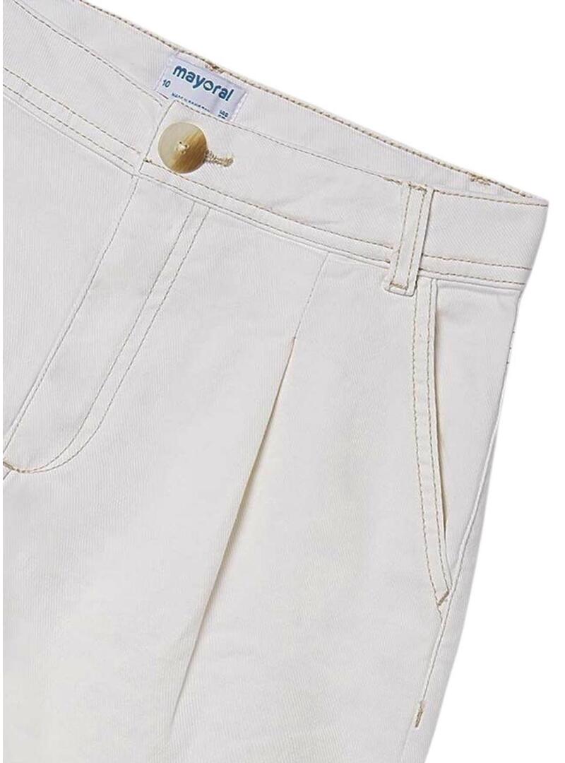 Calças largas cruas da Mayoral para menina