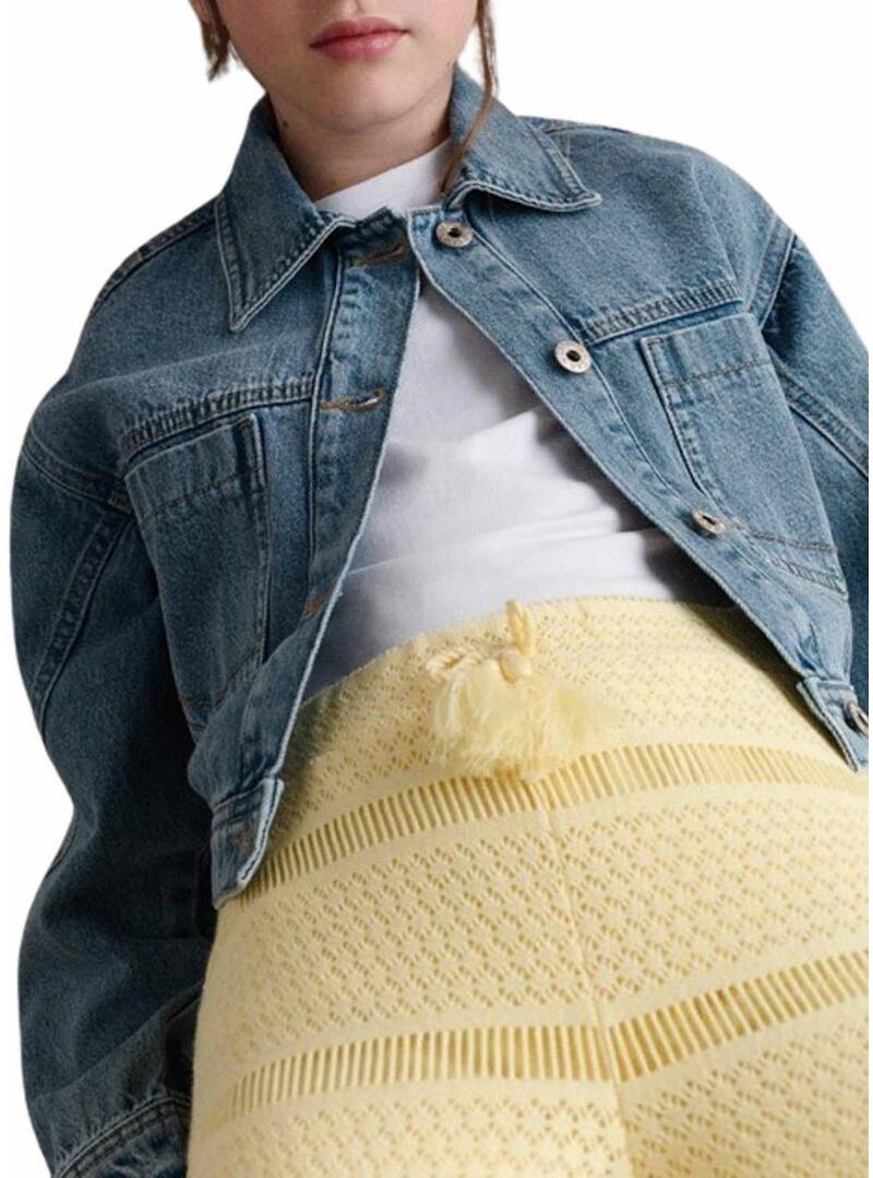 Jaqueta de ganga curta azul Mayoral para menina.