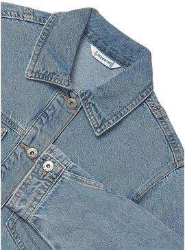 Jaqueta de ganga curta azul Mayoral para menina.