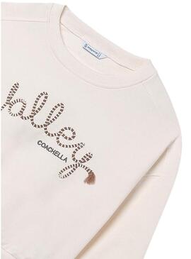 Moletom Mayoral bordado bege para menina