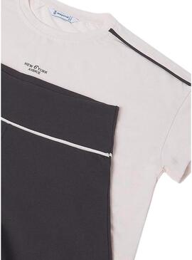 Conjunto esportivo Mayoral bege e preto para menina