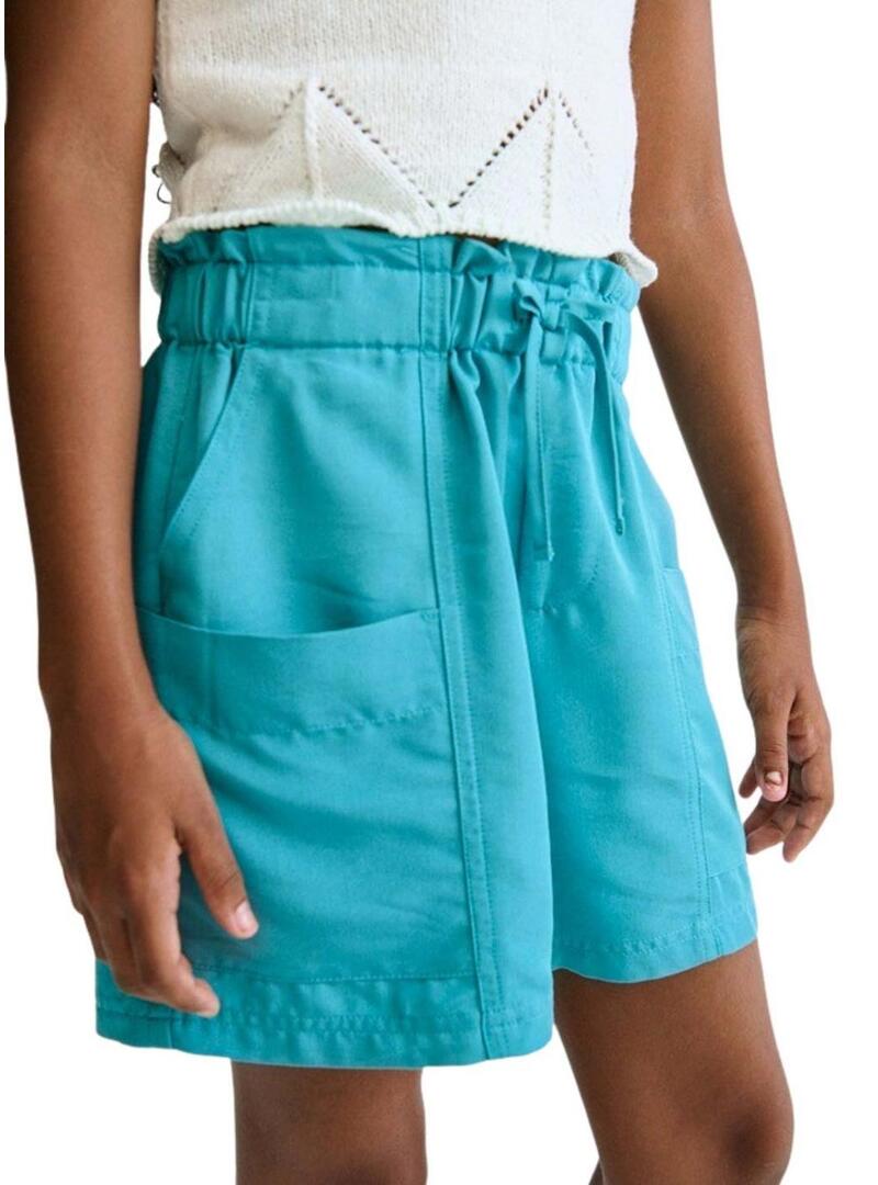 Calça Mayoral fluída turquesa para menina.