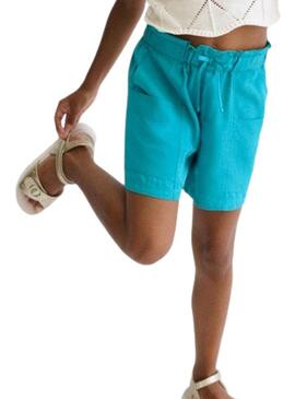Calça Mayoral fluída turquesa para menina.
